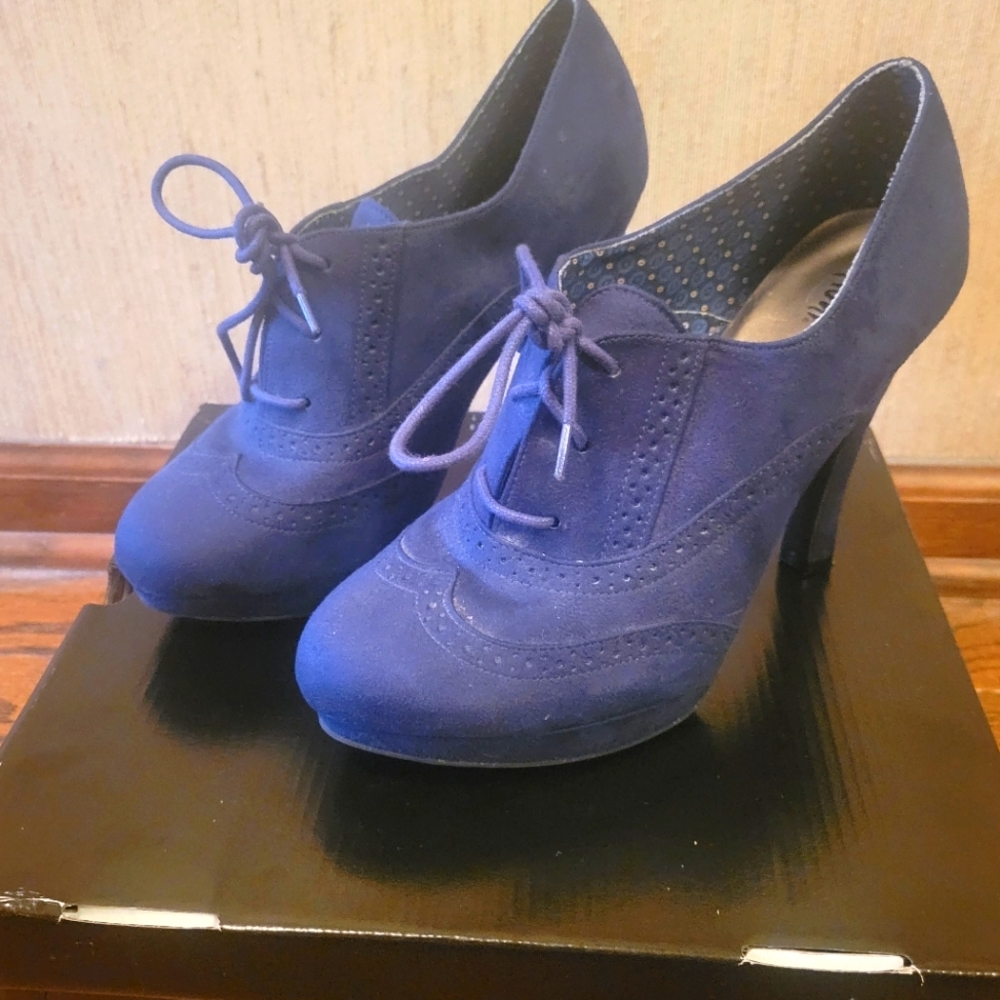 Navy Blue Lace Up Heels
